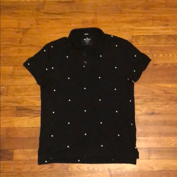Stretch Epic Flex Hollister black polo with stars - Picture 1 of 4
